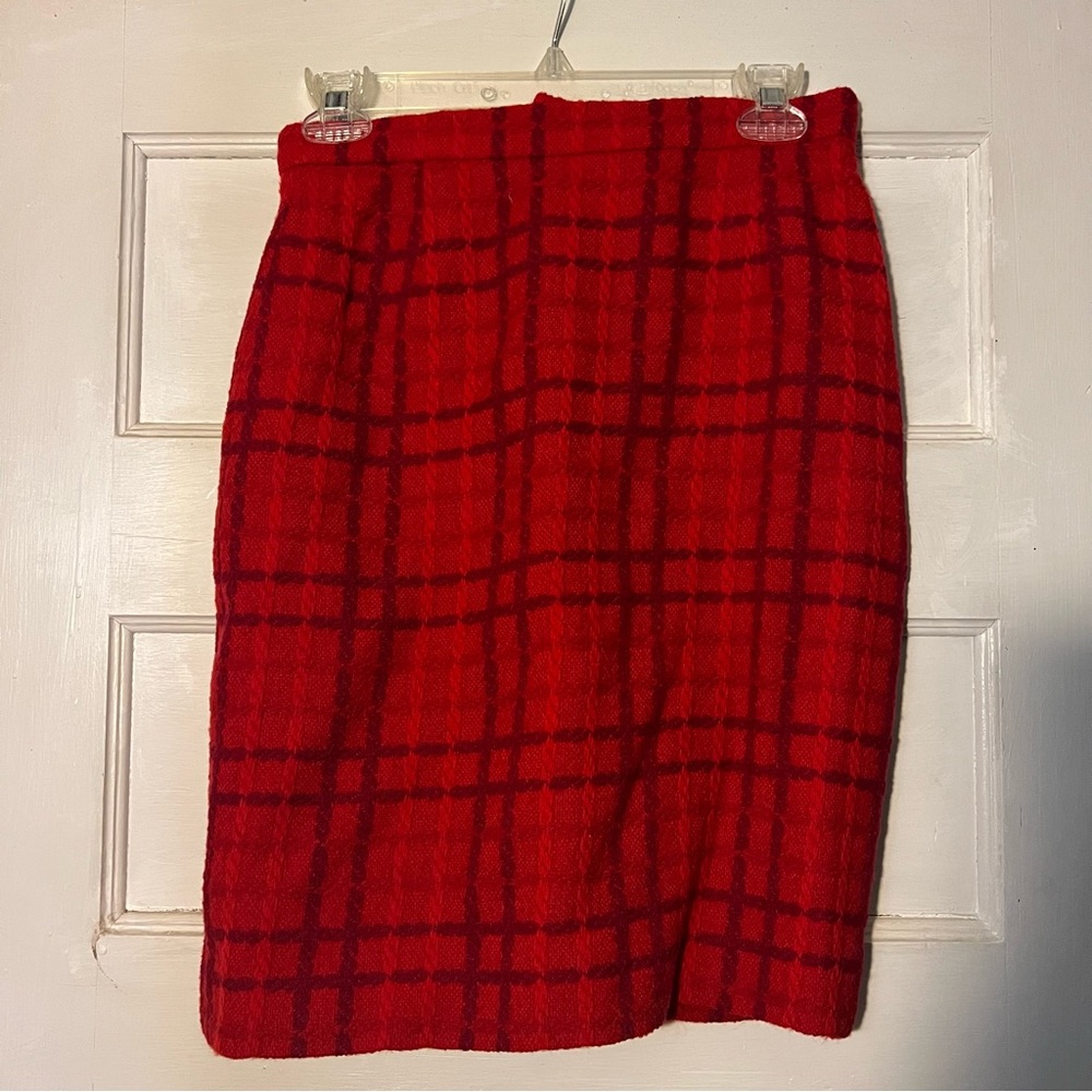 Vintage Escada Margaretha Ley Red Wool Skirt